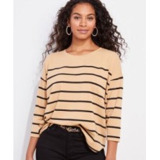 Striped Deluxe Tee-Toasted Almond